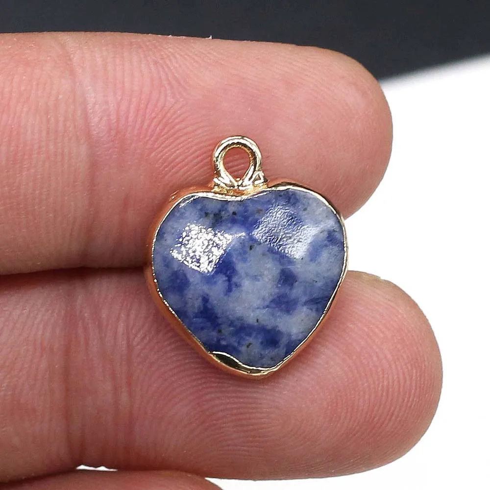 

Faceted Charm Natural Stone Heart Shape Section Charm Pendant for Jewelry Making DIY Necklace Bracelet Accessories Size 15x18mm