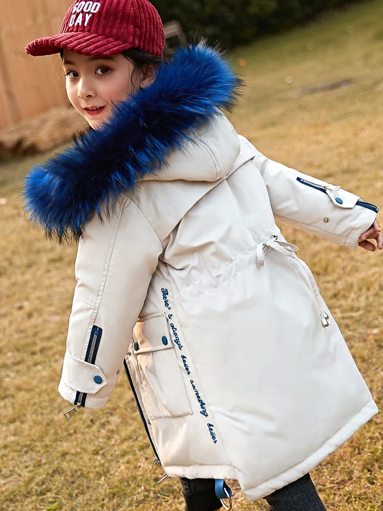 Детские зимние куртки пуховое пальто/парки для девочек детское пальто зимняя