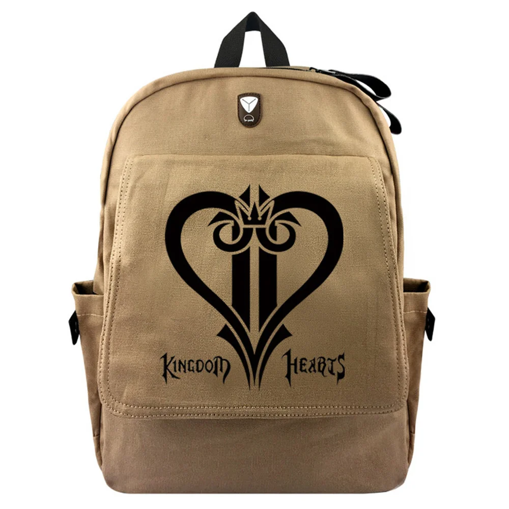 

Game Kingdom Hearts Sora Student School Bag Casual Canvas Backpack Fashion Zipper Rucksack Travel Bag Shoulder Bag Khaki Bookbag