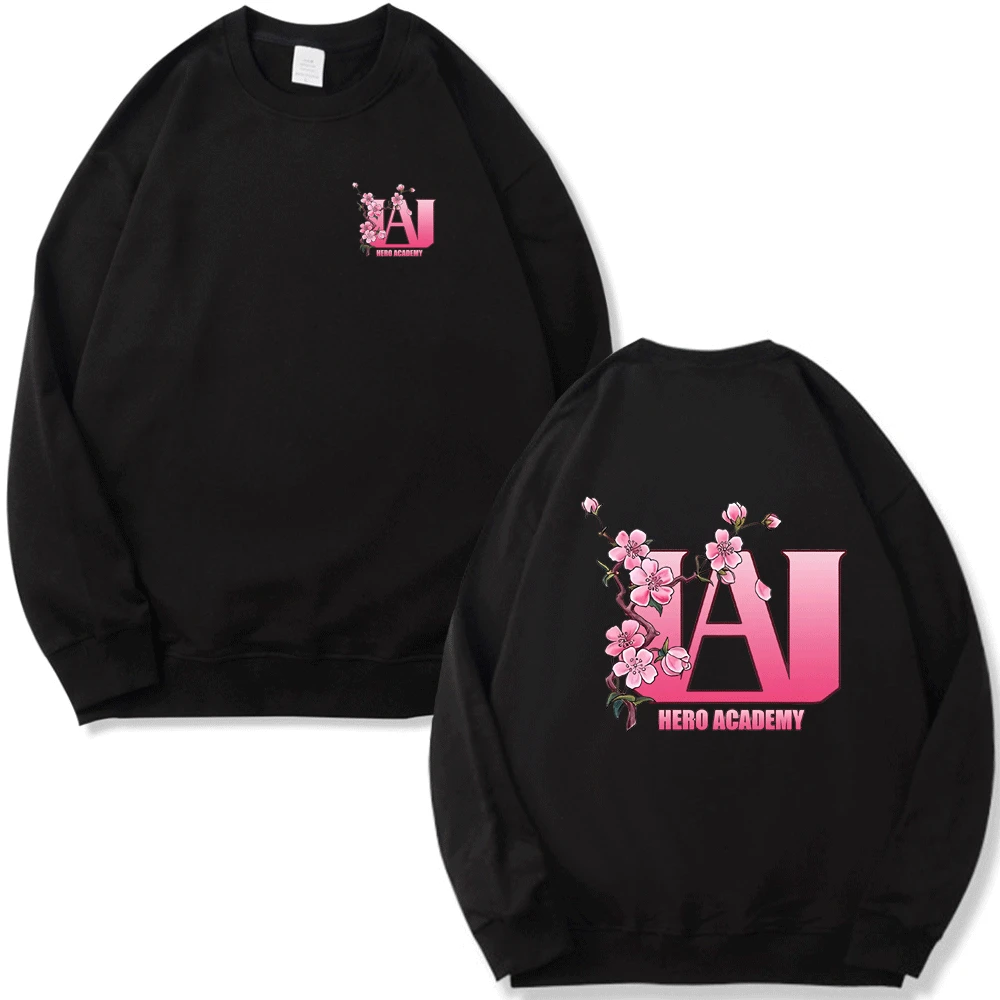 

Anime My Hero Academia UA High Cherry Blossom Graphics Logo Printed Round Neck Sweatshirt Unisex Cozy Tops Pullovers Men Women