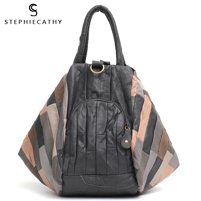 SC брендовая дизайнерская женская сумка из овечьей кожи в стиле пэчворк стильная