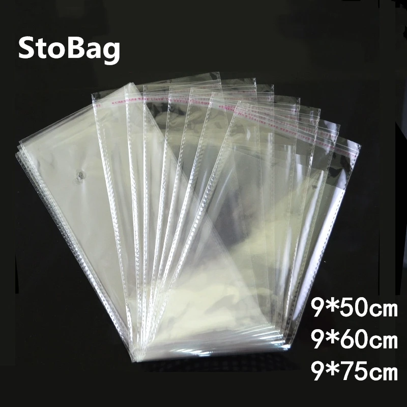 StoBag 200 шт. 9*50 см x 9 * 60 75 прозрачный самоклеющийся сумки пластиковый пакет с