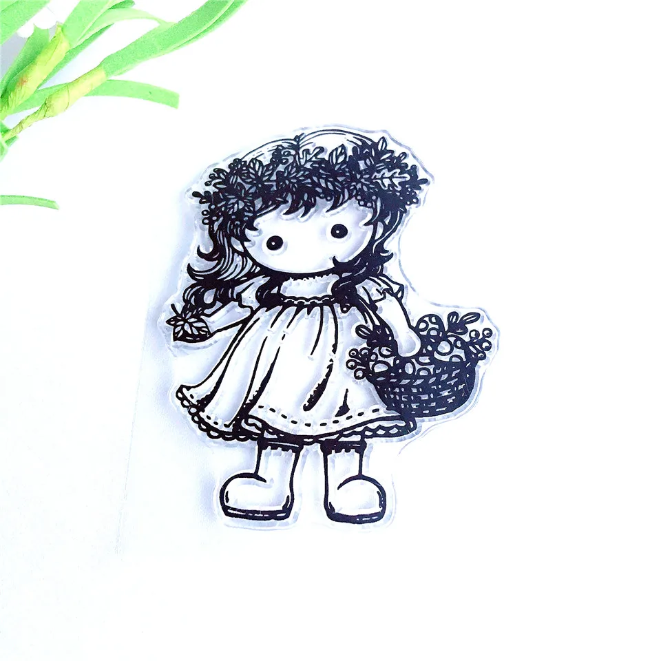 7*9 Испанский Цветок Девушка ремесло прозрачный силиконовый штамп для