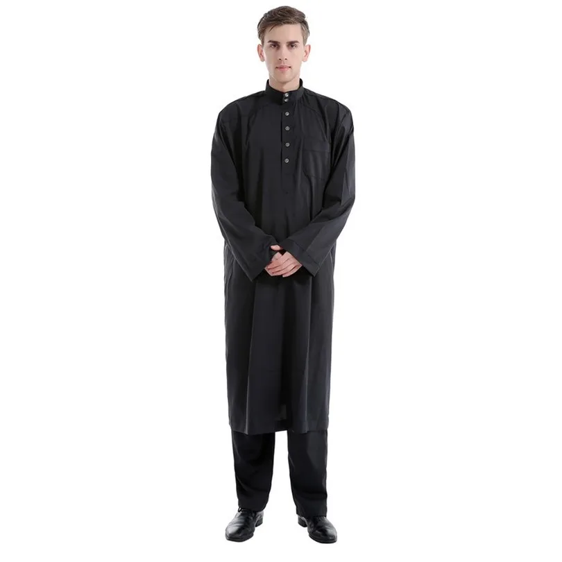 Мусульманская одежда мужская одежда ранняя одежда Рамадан костюмы твердый арабский Пакистан Саудовская Аравия абайя мужская с длинным рукавом Национальный