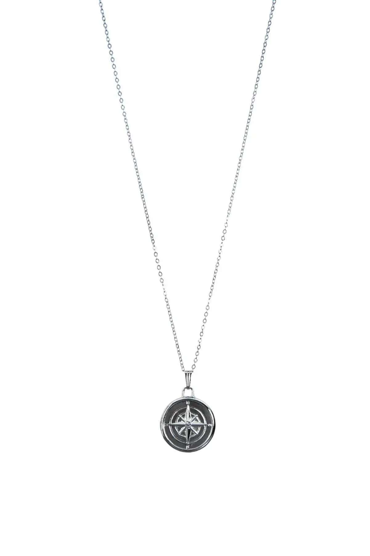 

Men's Gray Compass Figure Necklace Chain