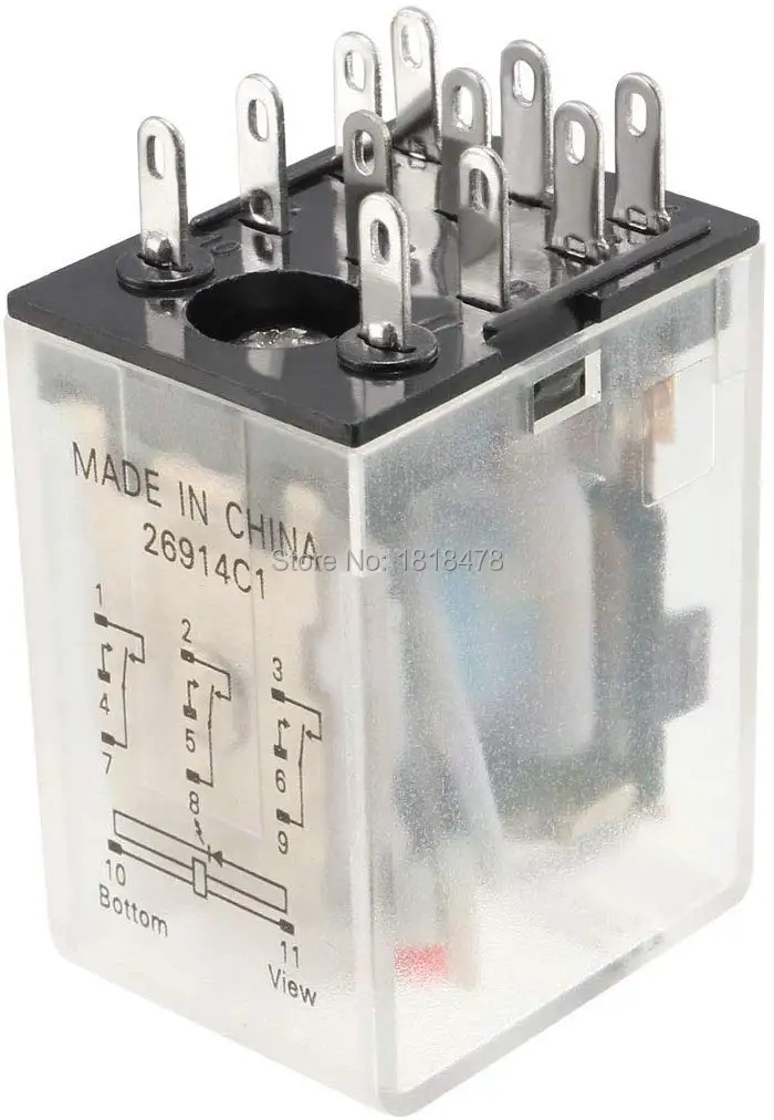 HH53P/MY3N-J AC110V 24V 12V 220V Красный индикаторный светильник 11 Pin 3P3T электромагнитное реле питания общего назначения+ Цоколь