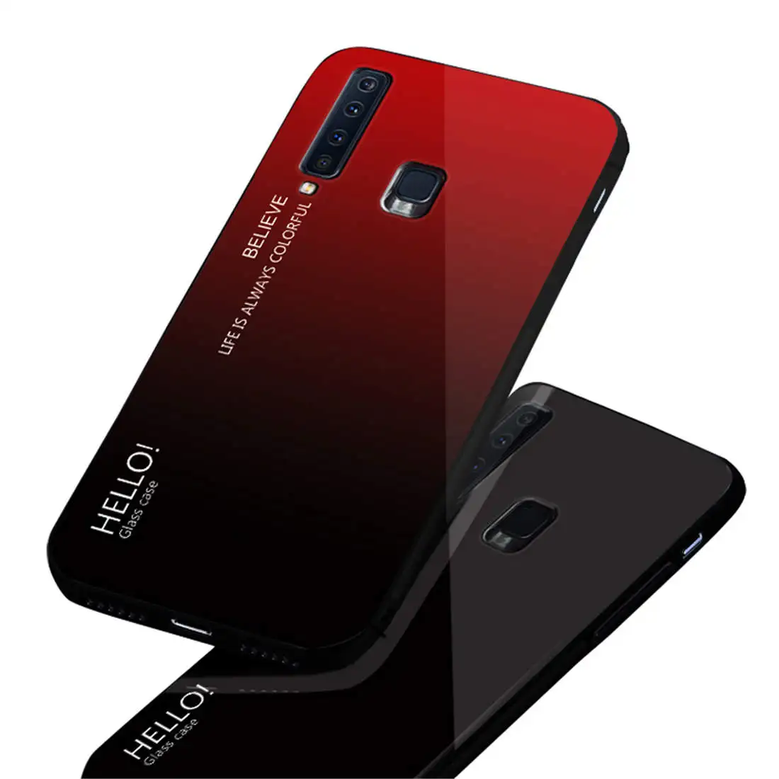 Градиент закаленное Стекло чехол для телефона samsung Galaxy A8s A20e A30 A40 A50 A60 A70 M10 M20 Note9 S10