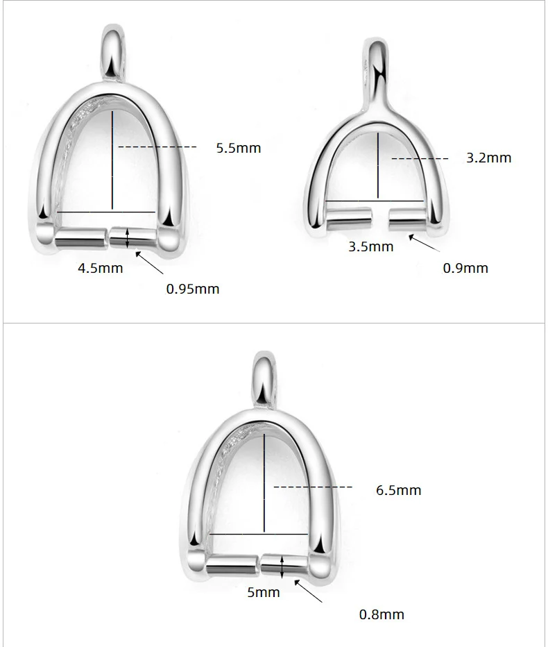 4pcs 925 Sterling Silver Pendant Clip Clasp Pinch Bail Connectors Natural Beads Charms For Jewelry making DIY Women's Accessorie