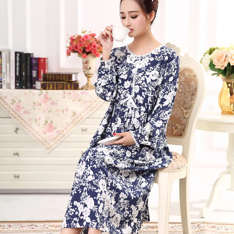 Пикантная ночная рубашка длинная хлопковая Женская Повседневная Ночная