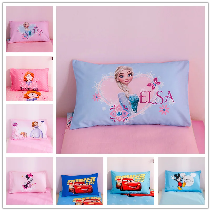 

Disney 100% cotton pillow sham for kids bedroom Frozen Elsa Mickey Mouse 30x50cm pillow case covers 3d cartoon printed bedding