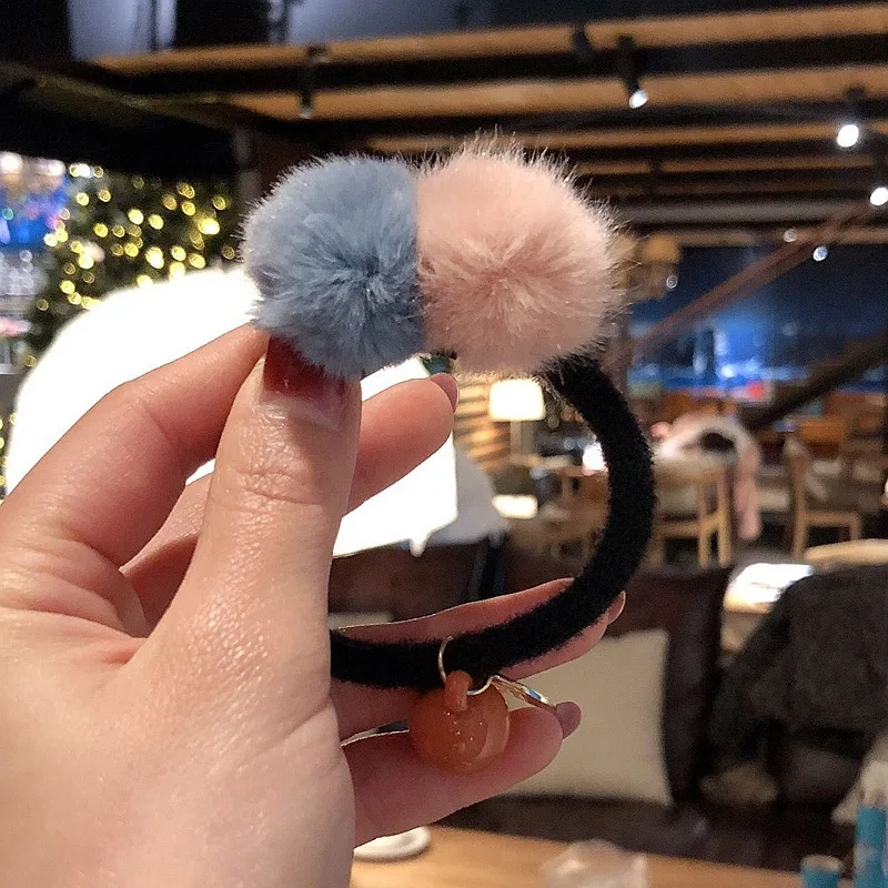 Милый плюшевый шарик веревка для волос девочек в стиле ретро монеты эластичные