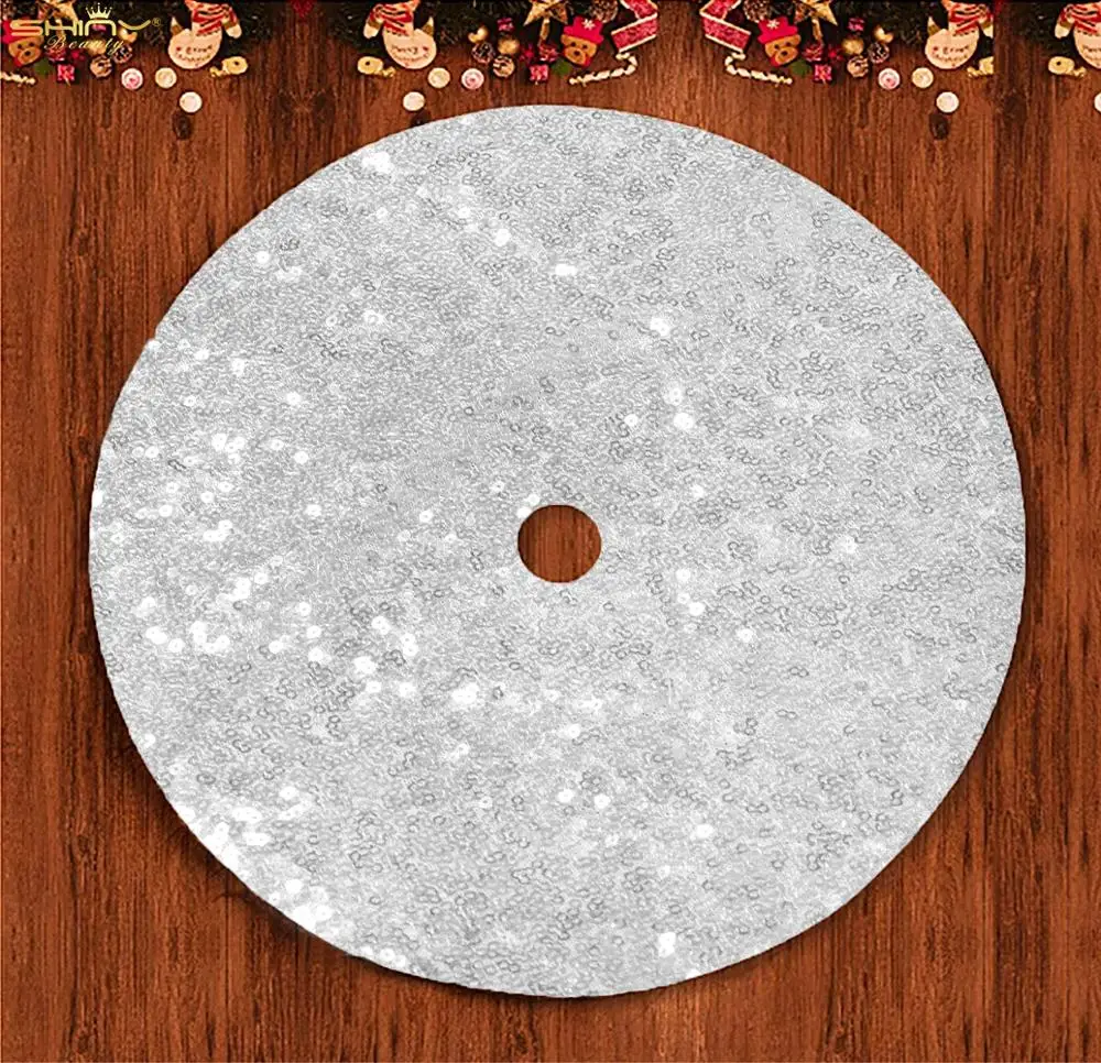 Юбка на елку Рождественская юбка Рождество 24 дюйма серебристая блестящая