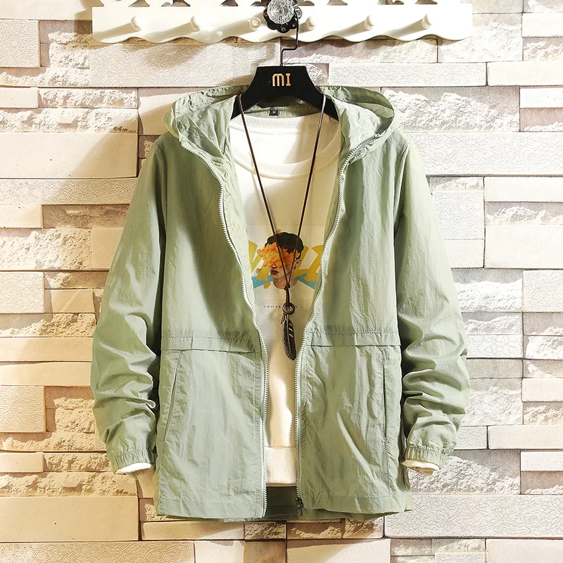 

2021 Jacket Spring & autumn Male Windbreaker Men's Casual Clothing Coats Jackets Men Hooded Thin Waterproof Outwear