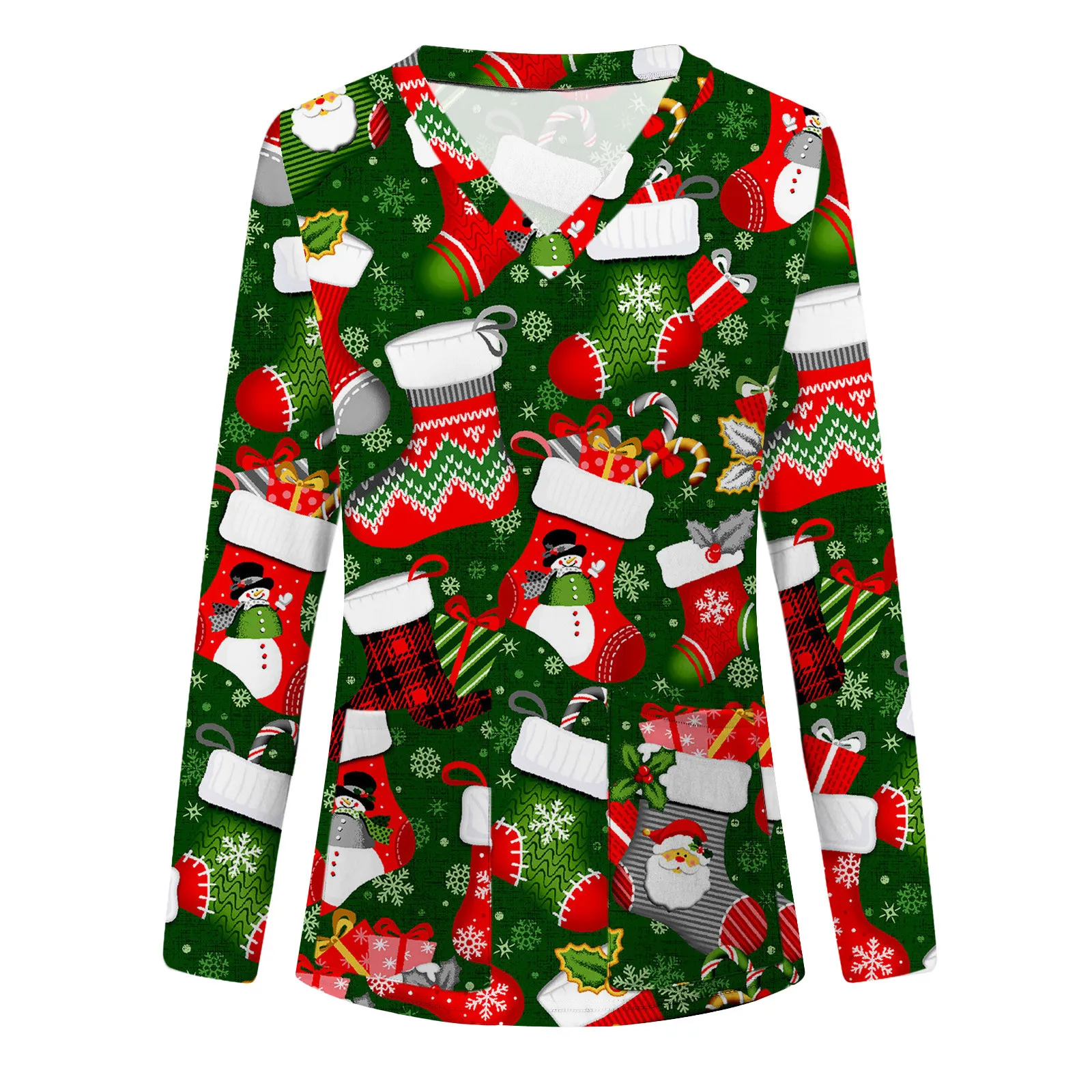 Унисекс скрабы топы Рождественская печать рабочая одежда для лаборатории ухода