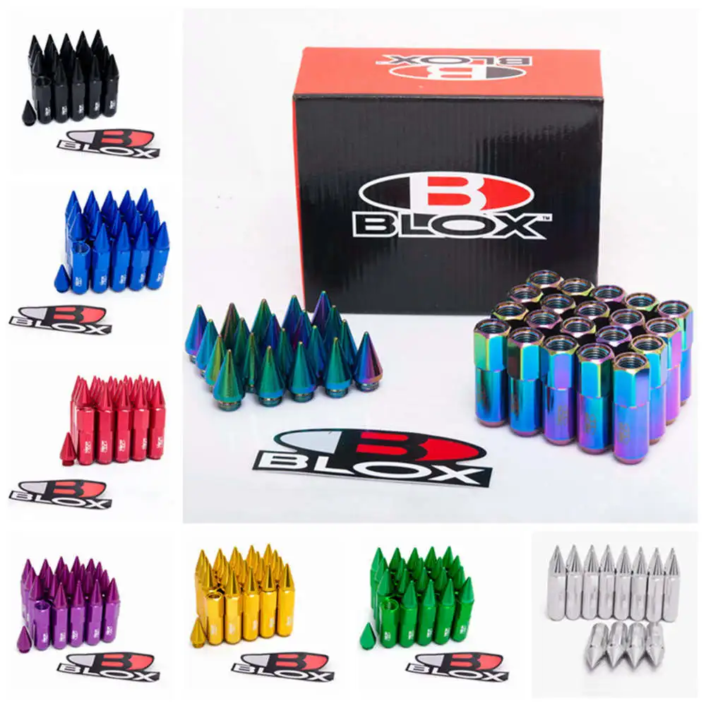 Blox 20 шт. 12X1.5 или 12X1.25 шипами алюминий 60 мм Расширенный тюнер колесные диски гайки
