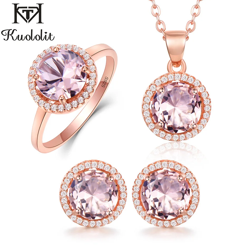 Kuoolit набор украшений для женщин массивное кольцо из серебра 925 пробы с изумрудом и