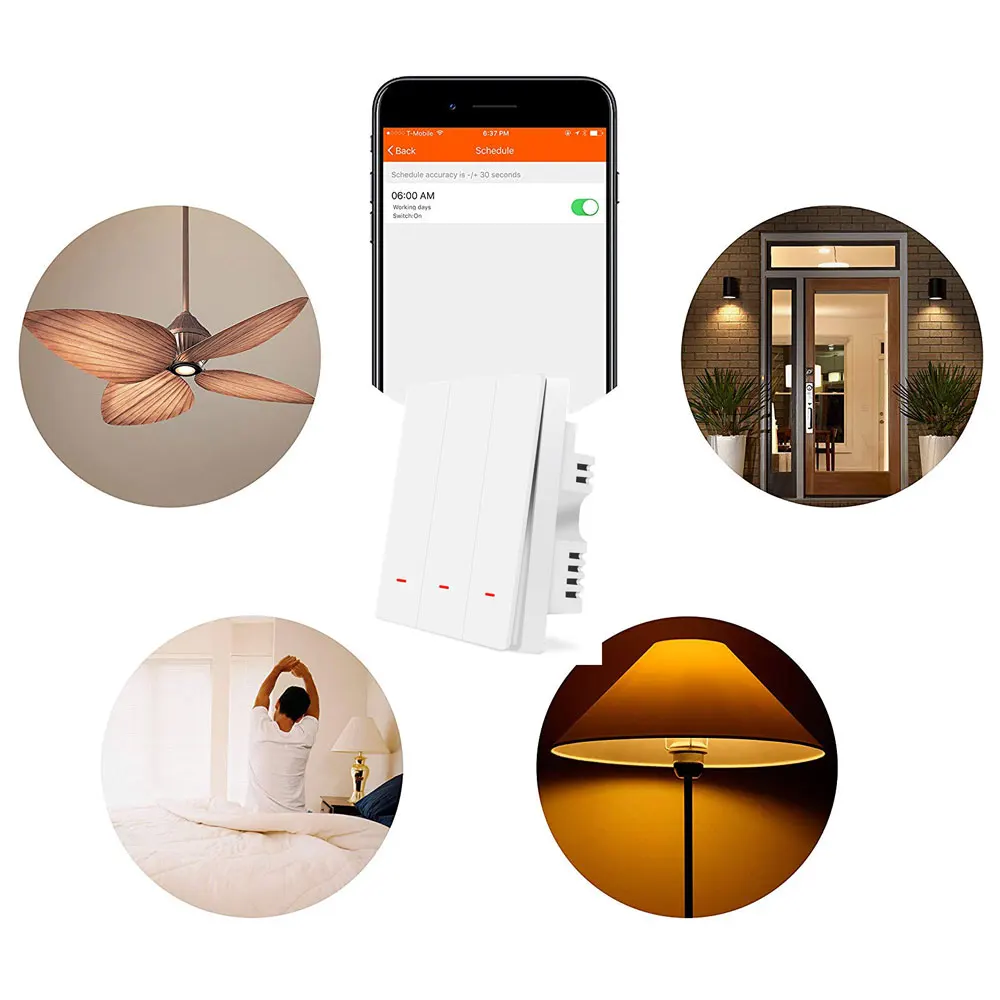 WiFi Smart Light Switch Mechanical Wall Voice Control work with Alexa Echo Google Home 1/2/3-Gang power by Tuya | Электроника
