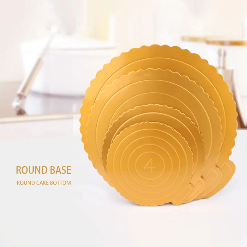 

5PCS Gold Cakeboard 4/6/8/10inch Reusable Cake Boards Plastic Cake Base Cupcake Dessert Tray Round Square Birthday Cake Tray