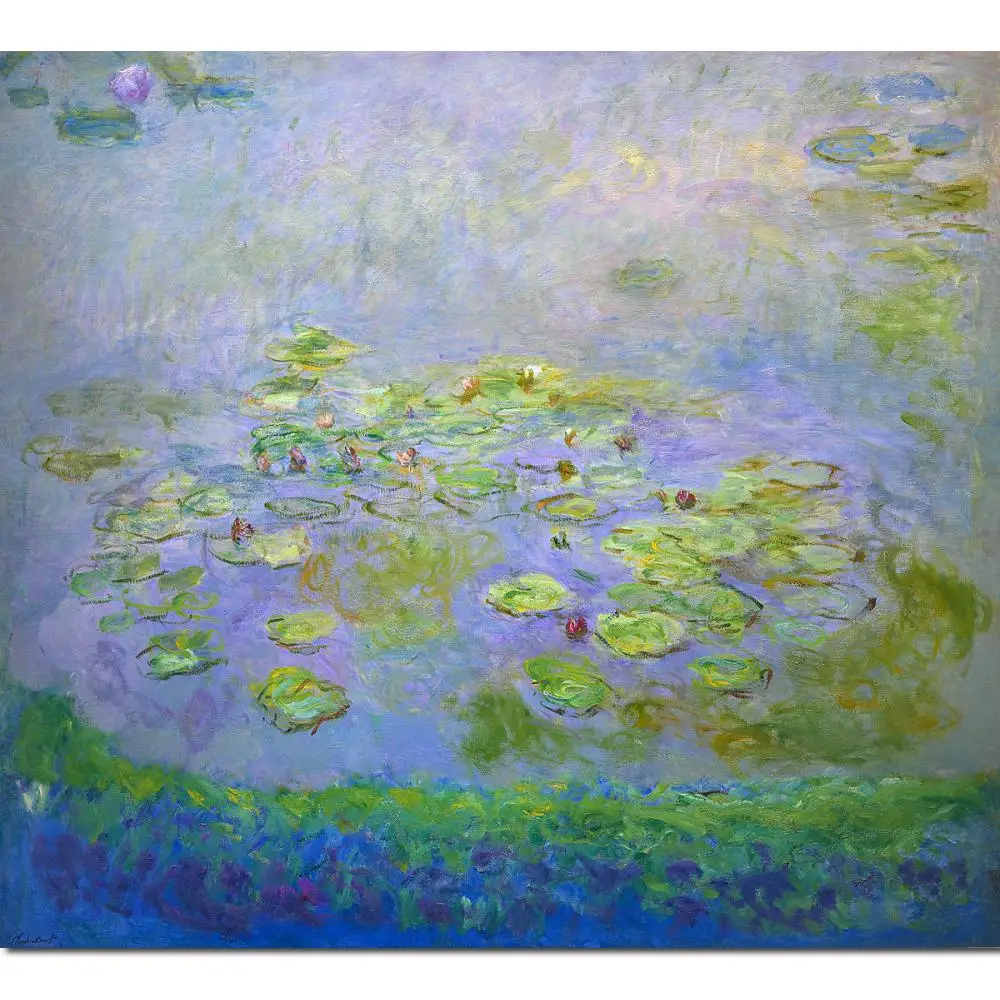 

Impressionism Art Water Lilies in Green By Claude Monet Paintings Canvas Handmade Oil Famous Artwork Office Wall Decor
