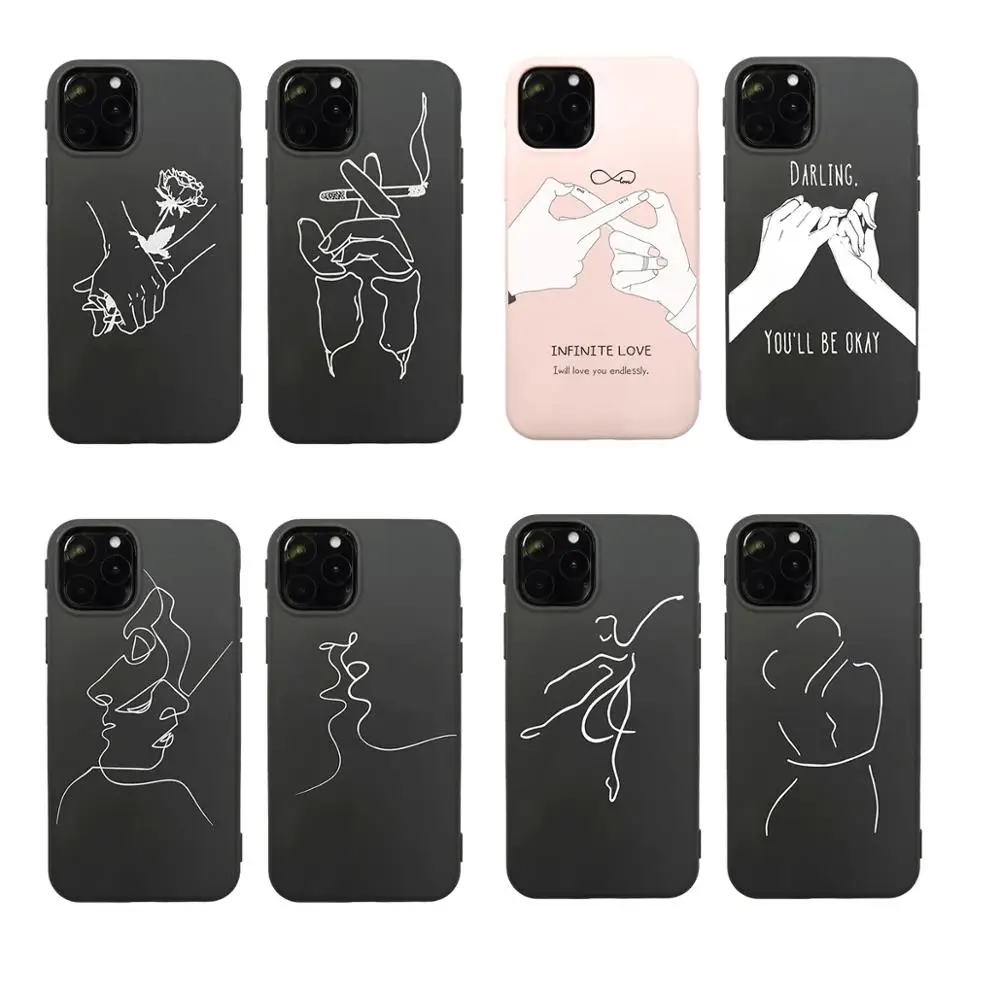 Простой матовый Мягкий силиконовый чехол ТПУ для iPhone XS 11 Pro Max X XR Lite Art Line Victoria