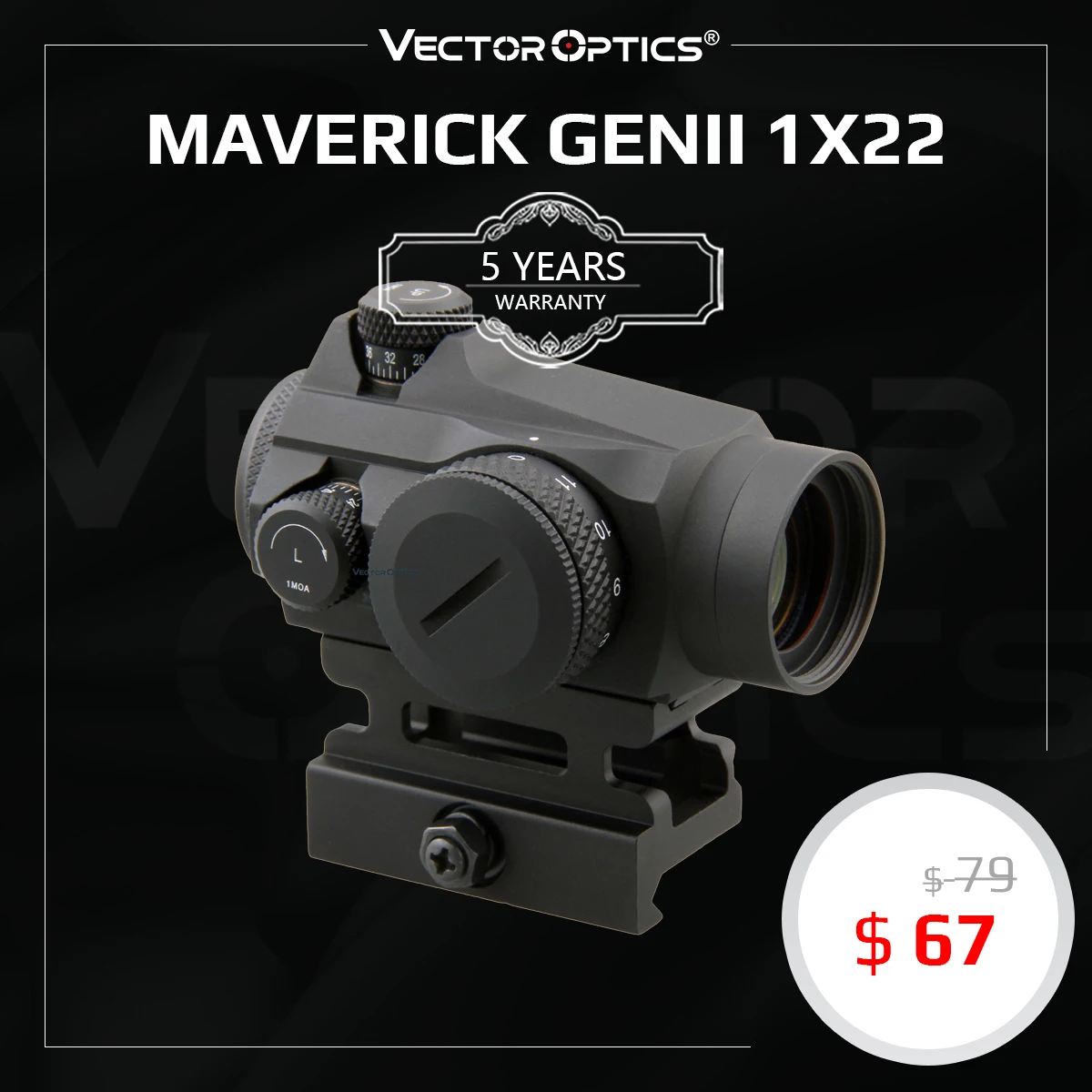 Векторная оптика Maverick GenII 1x22 красный точечный прицел Охотничий Тактический