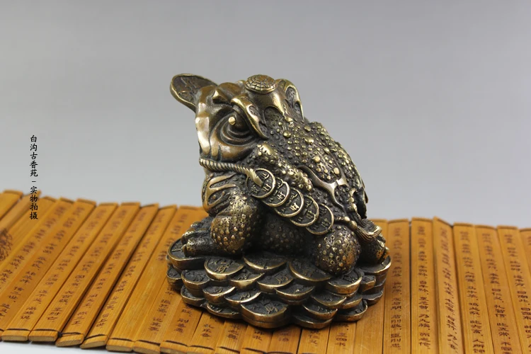 Античная латунь медь Жаба счастливая конфета украшения коллекционный магазин