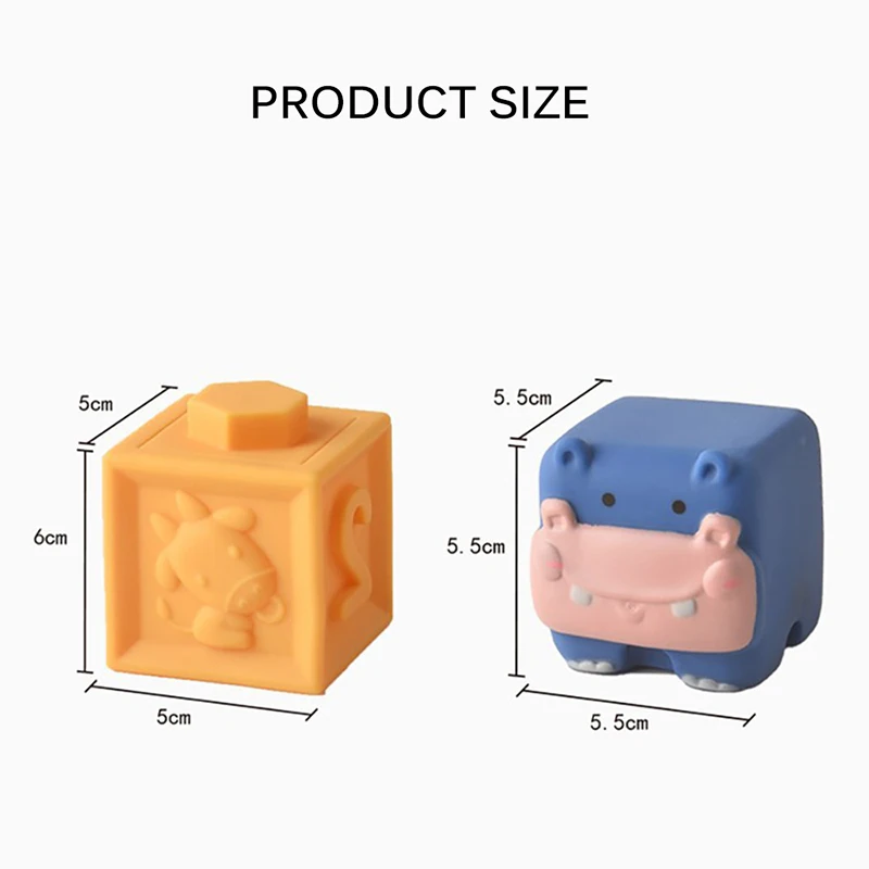 

12pcs Soft Baby Grasp Toy Baby Bath Toys Rubber Building Blocks Touchable Hand Balls Infant Massage Rubber Teethers Squeeze Toys