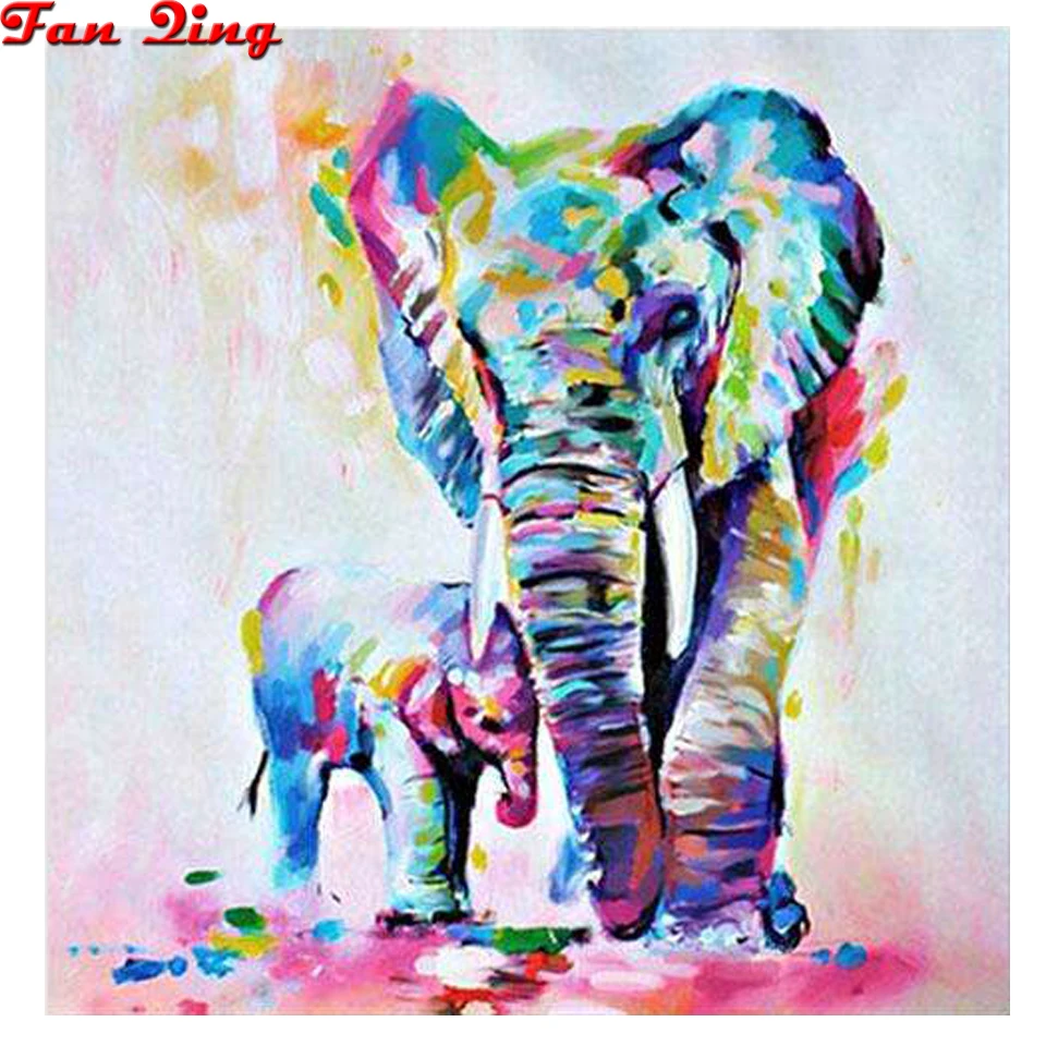 

Алмазная картина 5D DIY Алмазная картина полностью квадратная дрель "цветной слон" вышивка крестиком подарок домашний Декор подарок