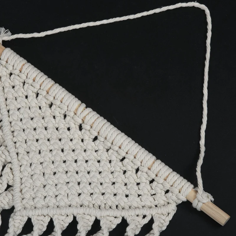 

Macrame Woven Wall Hanging - Boho Chic Bohemian Room Geometric Art Decor - Beautiful Apartment Dorm Room Decoration, 14in W x 33