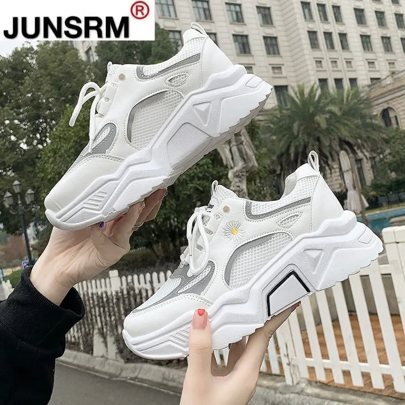 

2021 New Autumn Women's Chunky Sneakers Fashion Platform Women's Vulcanized Shoes Lace Up Breathable Casual Shoes Dad Shoes