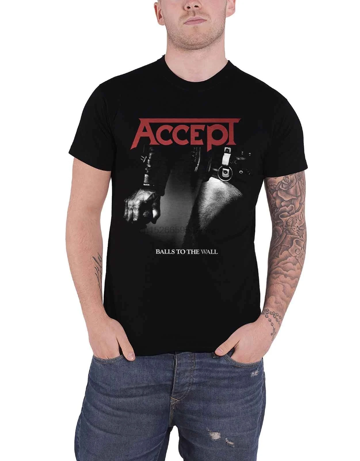 

Accept T Shirt Balls to The Wall 2 Band Logo Mens Black