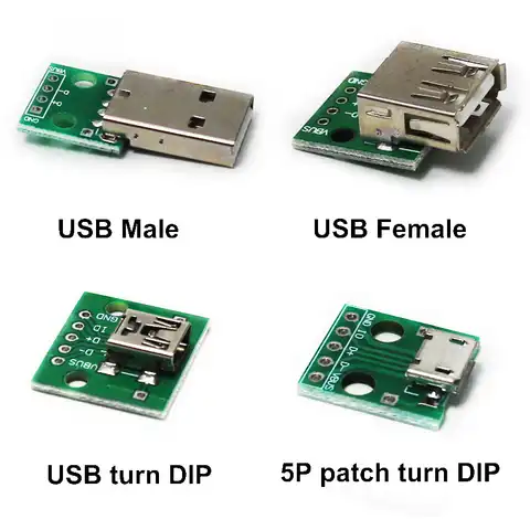 2 шт. Micro Mini USB A папа USB разъем интерфейс к 2,54 мм DIP PCB 2,0 A мама USB B конвертер адаптер коммутационная плата