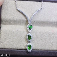 kjjeaxcmy fine jewelry 925 sterling silver inlaid natural diopside pendant female popular supports detection cute