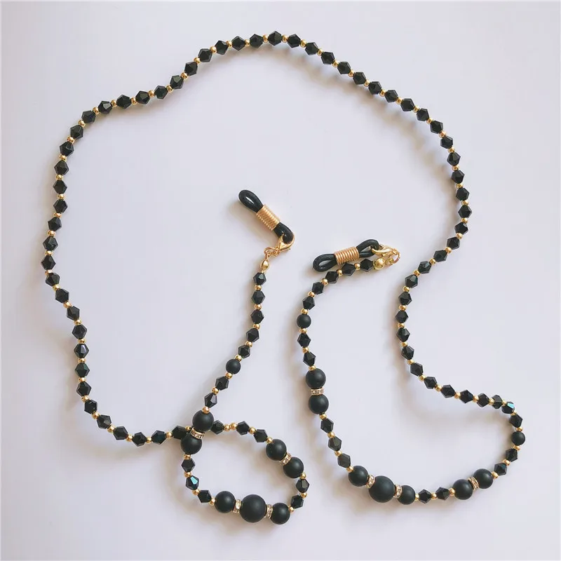 Золотистые черные цепочки для очков с хрустальными бусинами очки чтения