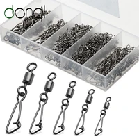 donql 100 200pcs fishing rolling rotary joint 4 12 fishing lure fishing accessories paper clip connector 5 grid set box