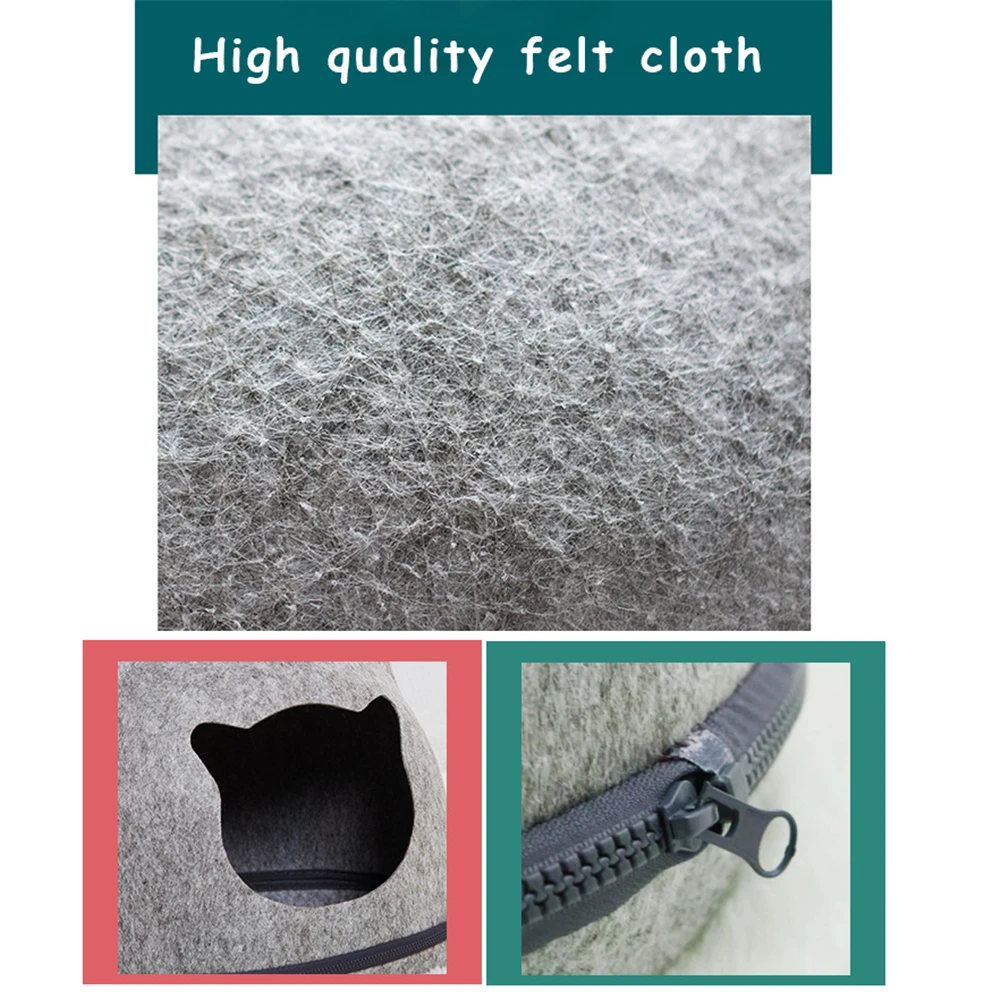 Detachable Cat House Felt-Cloth Cave Warm Basket Cats Nest Cushion Sleeping Mat with Zipper Cat-Tent Washable | Дом и сад