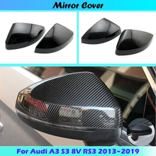 For Audi A3 S3 8V RS3 2013 2014 2015 2016 2017 2018 2019  RearView Mirror Case Cover Carbon fiber pattern or Black Cover