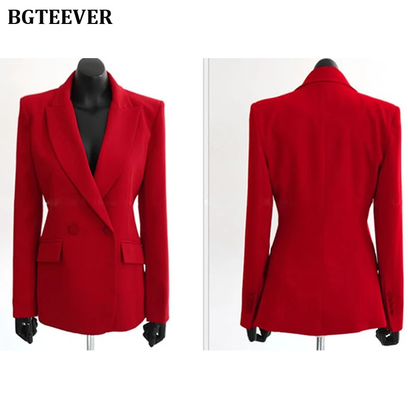 Модные красные женские брюки костюмы Тонкий Блейзер куртка и длиной до щиколотки