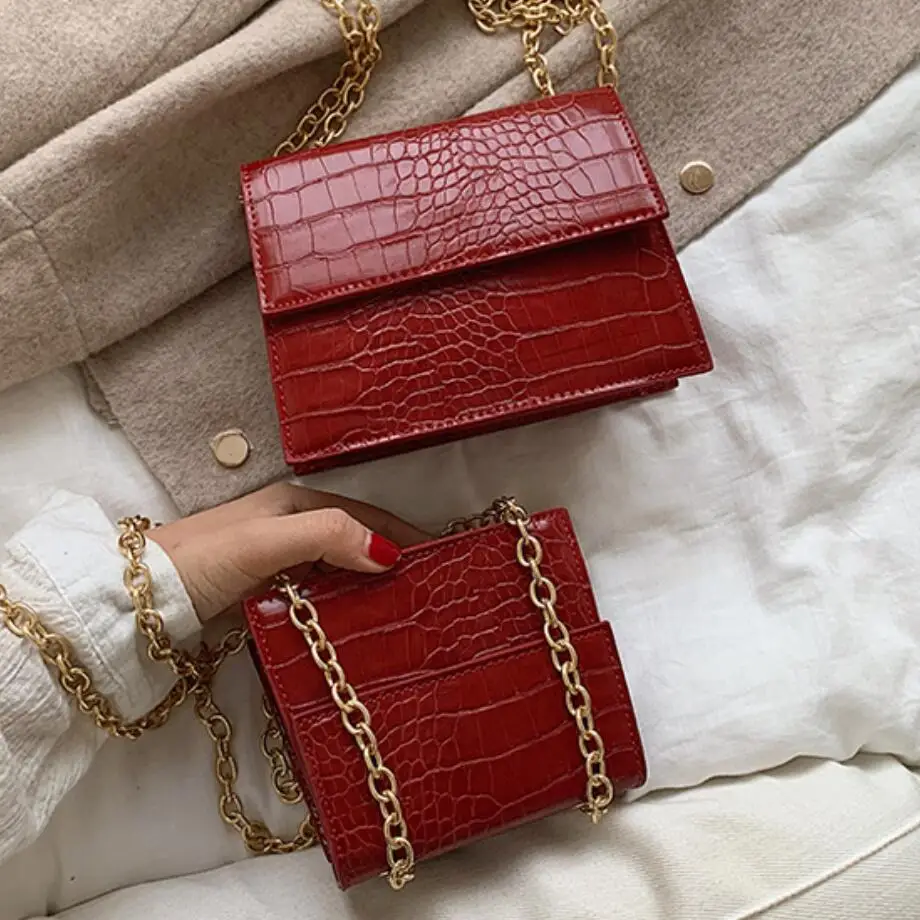 Ретро Мода крокодиловый узор мини квадратная сумка 2019 новая качественная