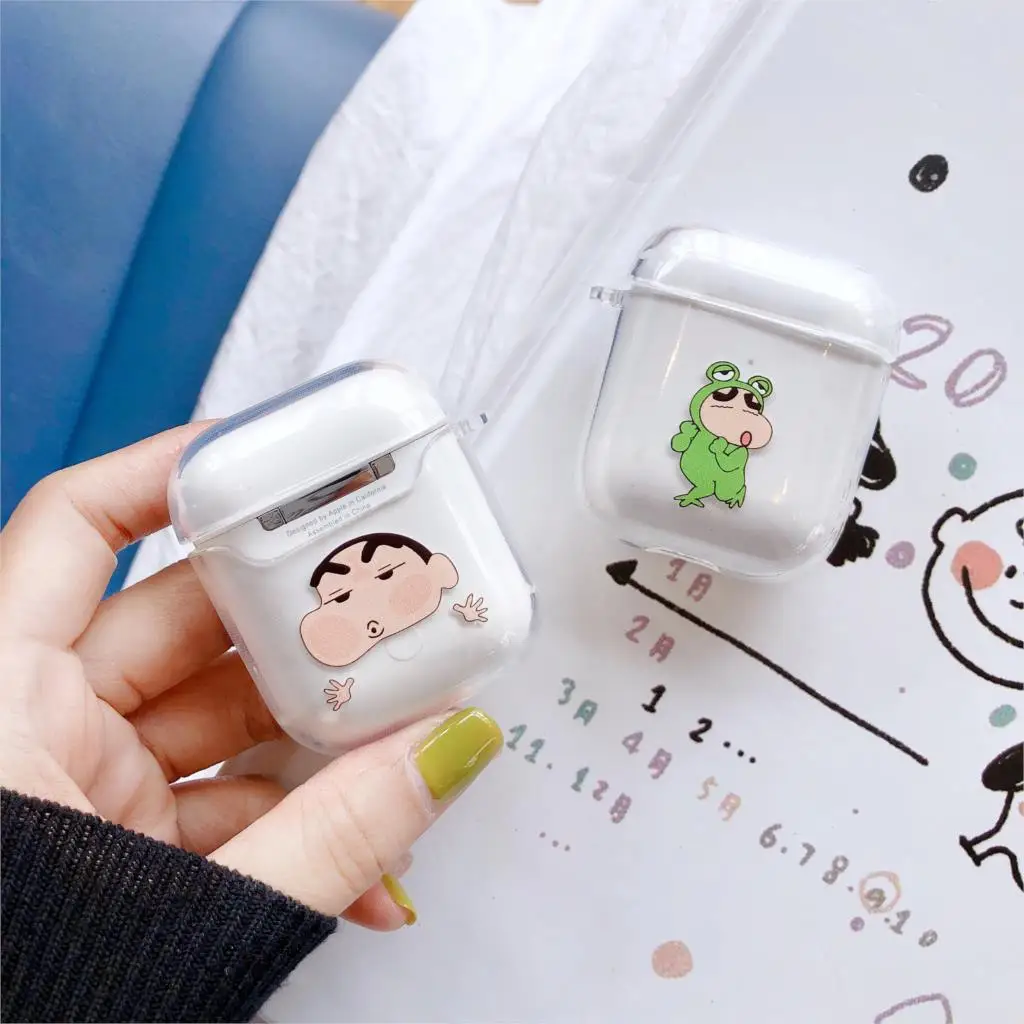 Японский милый мультяшный прозрачный чехол карандаш Shinchan для Apple AirPods 2 мягкий