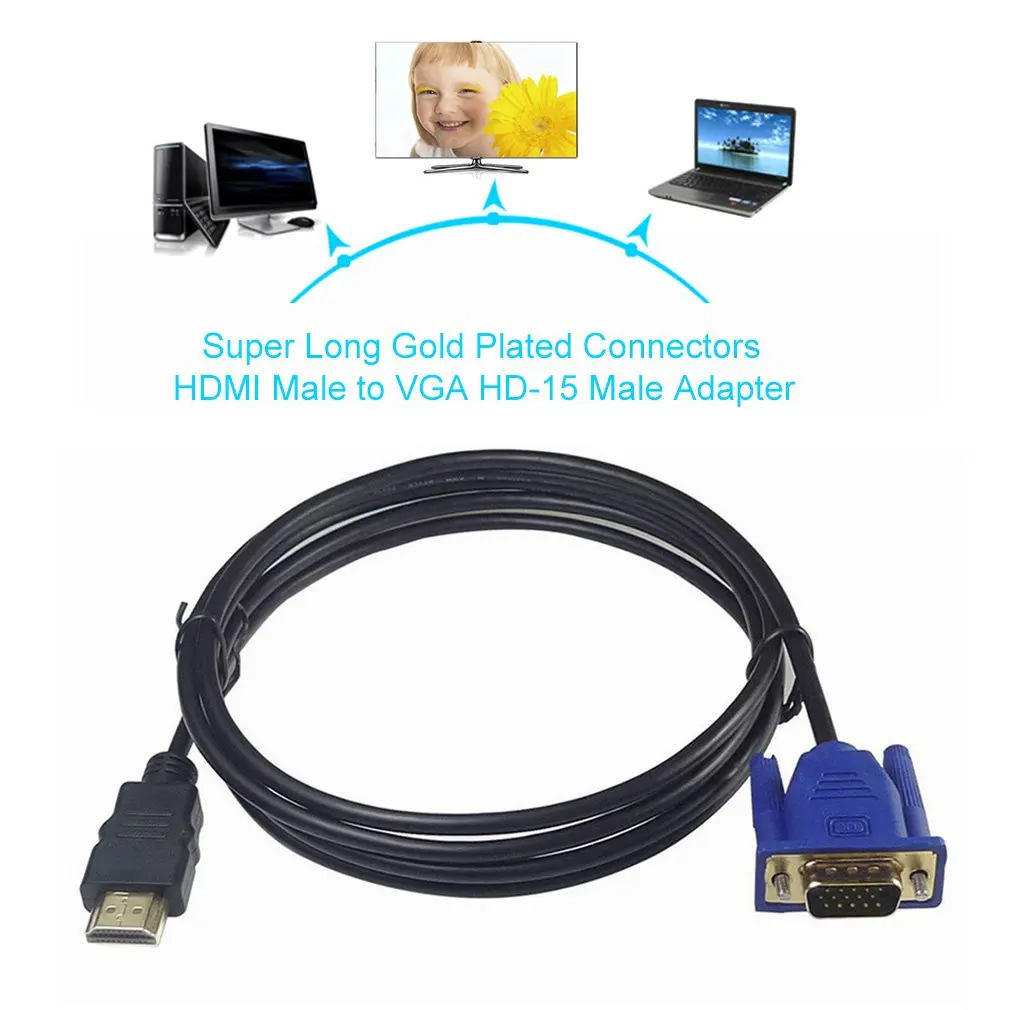 Позолоченные разъемы 3/5 м совместимые с HDMI штекер-адаптер VGA для DVD HDTV надежный |