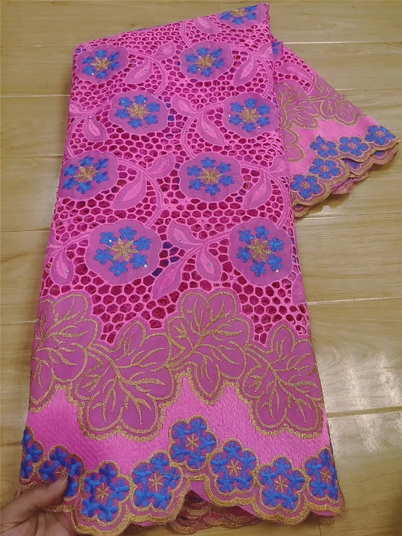 

NEW fashion flowers pattern design 5yards african eyelet cotton lace fabric good quality swiss voile lace for women KC9192