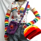 Симпатичные цветные яркие цветные милые рукава для рук полосатые рукава для рук Радужный солнцезащитный рукав для пары для путешествий фото реквизит