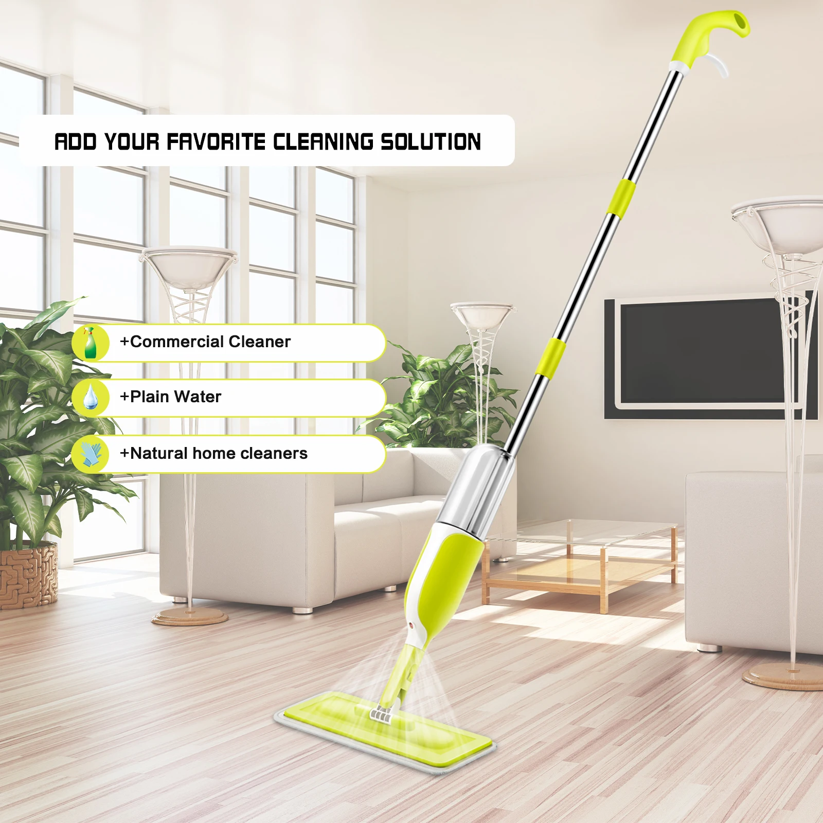 

2021New Automatic Spray Mop Cloth Avoid Hand House Cleaning Floor Wash Tile Flat with 3pcs Fashion Replacement Microfiber Pads
