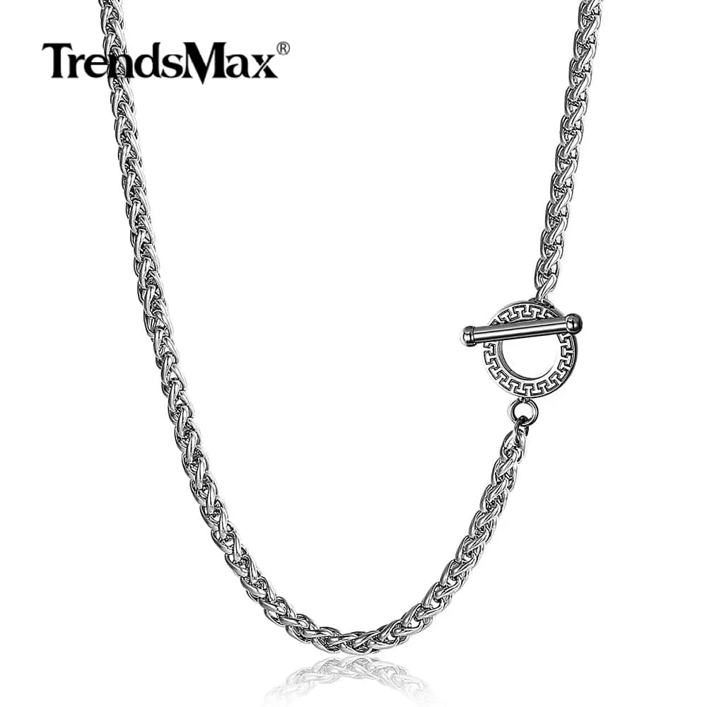 Ширина 4 мм нержавеющая сталь пшеничная звеньевая цепочка на шею для мужчин и