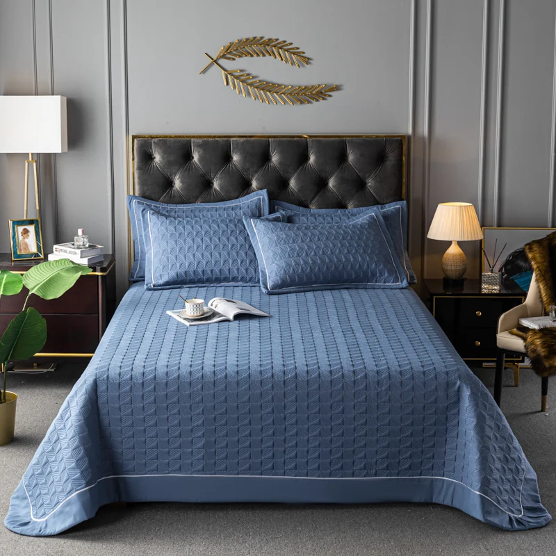 

Bedspread on The Bed Solid Color Geometric Luxury Quilted Bedspread Nordic Style Sheet Bed Cover Coverlet Blanket Home Textile