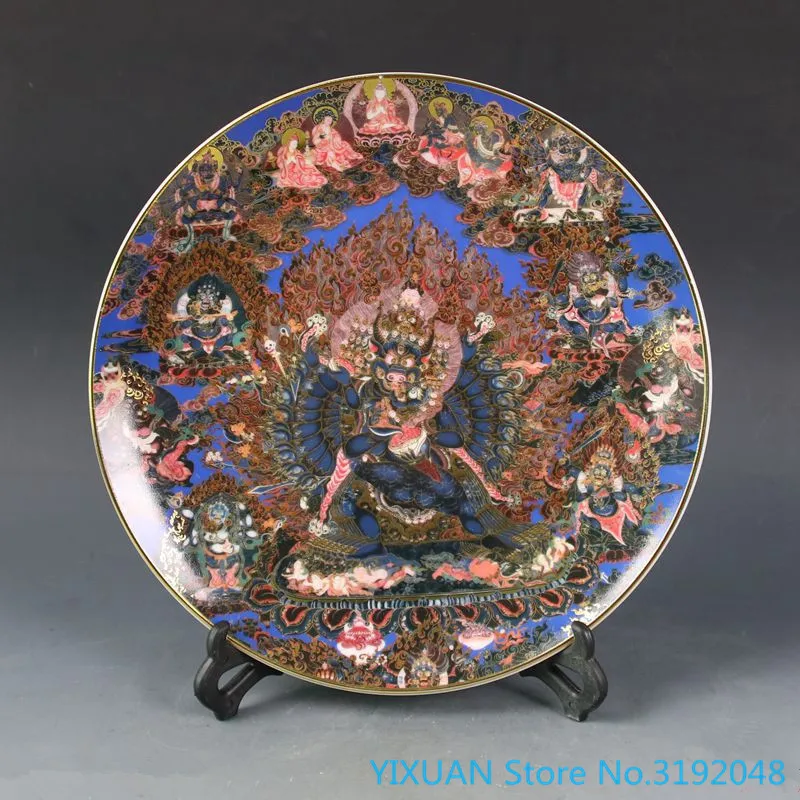 

Vajra Buddha plate porcelain plate living room decoration Nepal Vajra plate porcelain collection