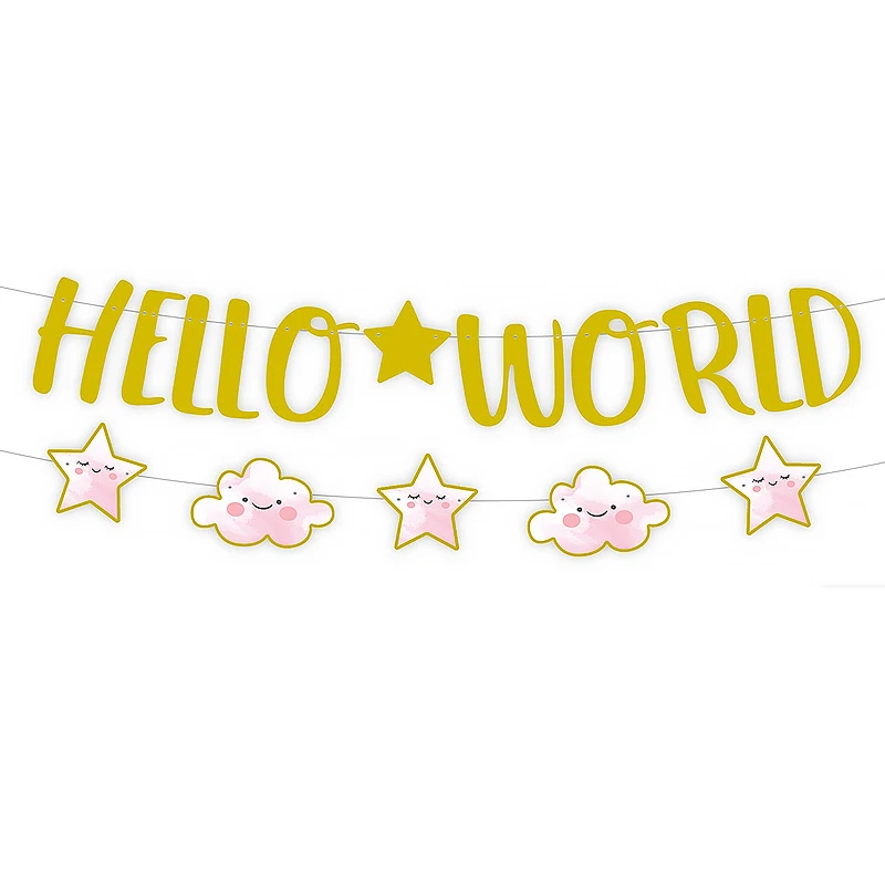 Leeiu Hello World спортивный костюм детские баннеры для дня рождения розового и синего