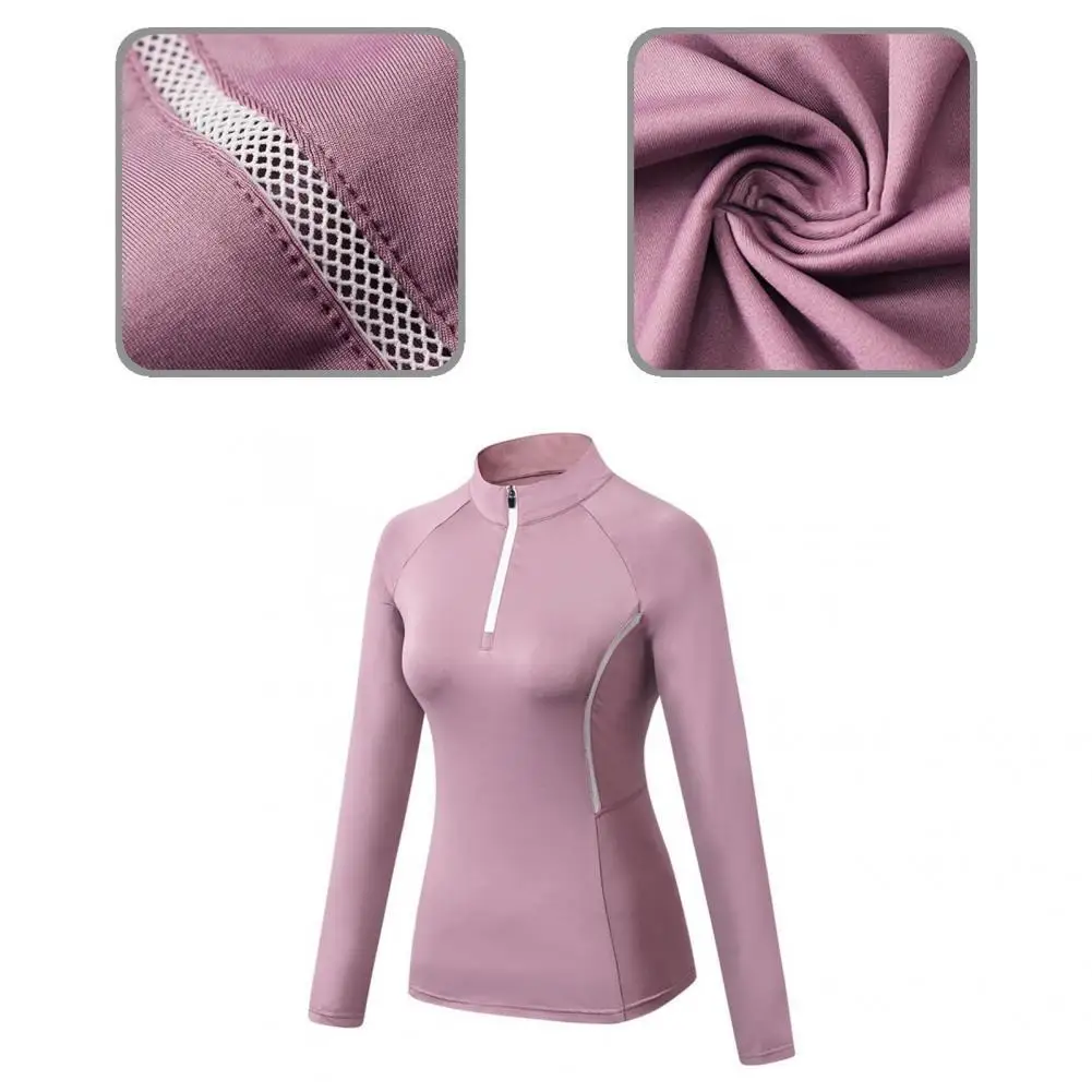 

Sport Wear Fine Workmanship Polyester Zip Pullover Athletic Activewear Long Sleeve Running Top Sport Shirts for Running