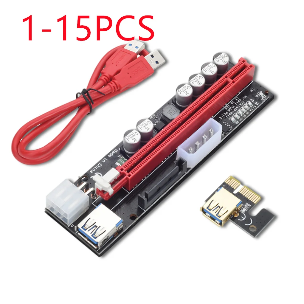 

1-15pcs New VER009 USB 3.0 PCI-E Riser VER 009S Express 1X 4x 8x 16x Extender Riser Adapter Card SATA 15pin to 6 pin Power Cable